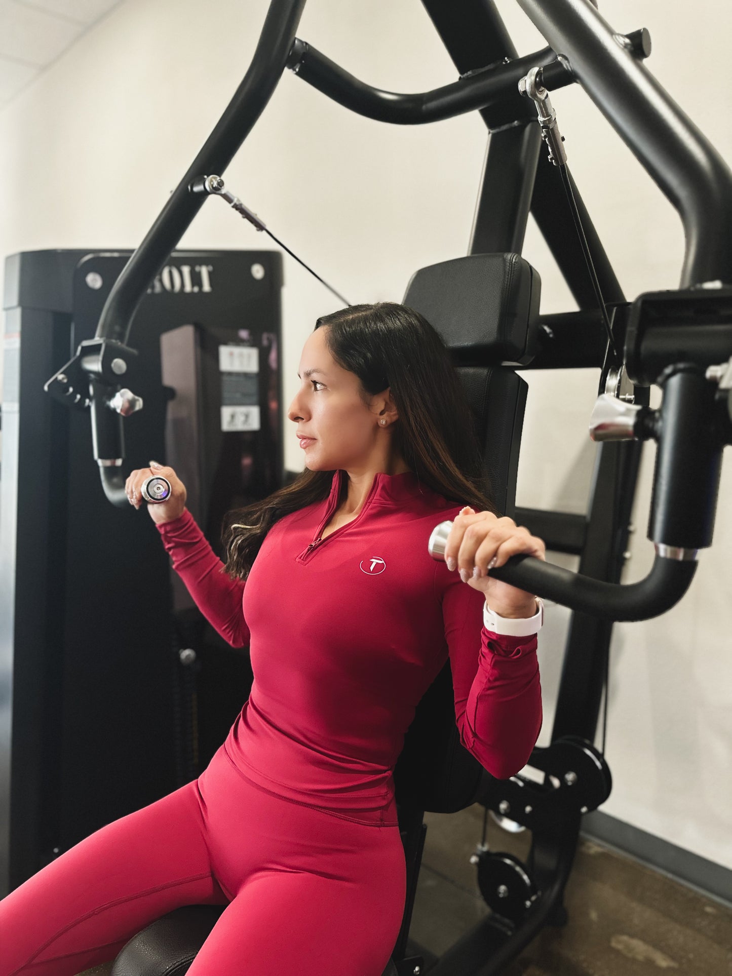 Half Zip Long-Sleeve Top Red